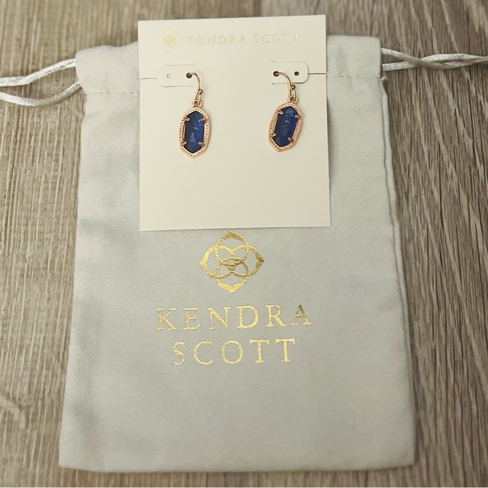 Kendra Scott Rose Gold Drop Earrings in Blue Lapis
